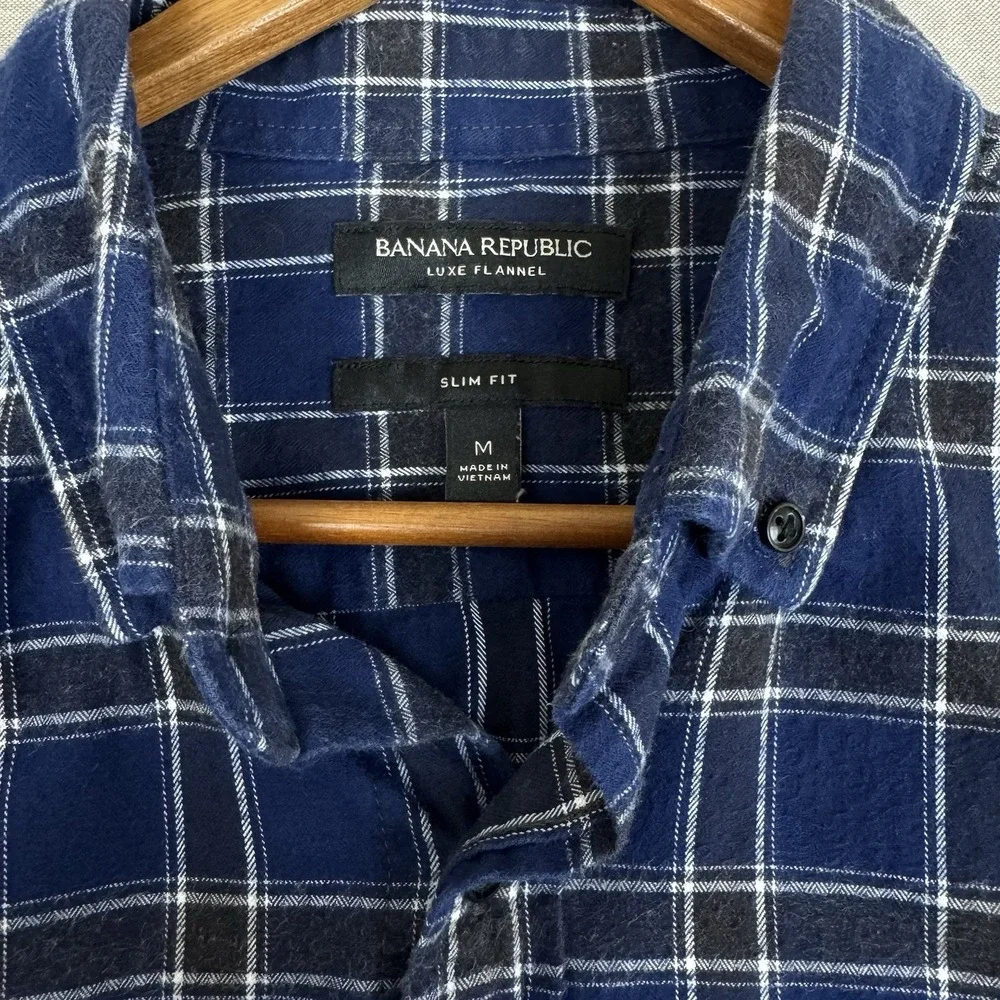 Banana Republic Luxe Flannel Shirt Button Up Long Sleeve Size M
